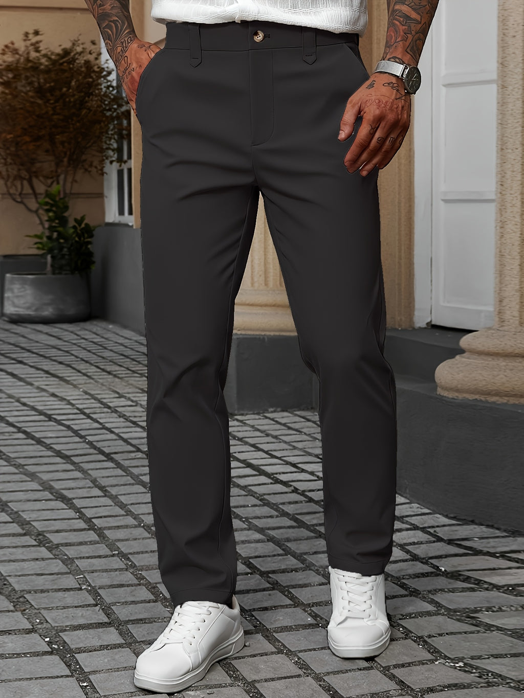 Tailored Stretch Cotton Trousers