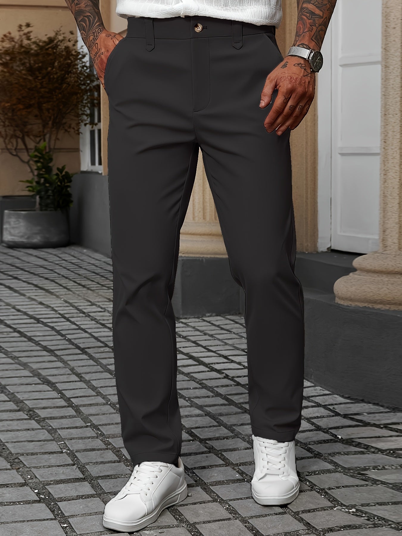 Tailored Stretch Cotton Trousers