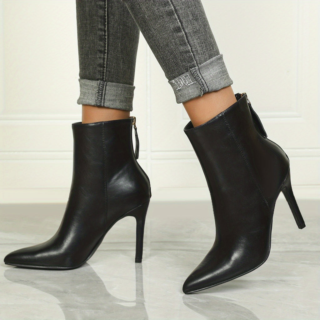 Sculpted Heeled Ankle Boots with Sleek Pointed Toe