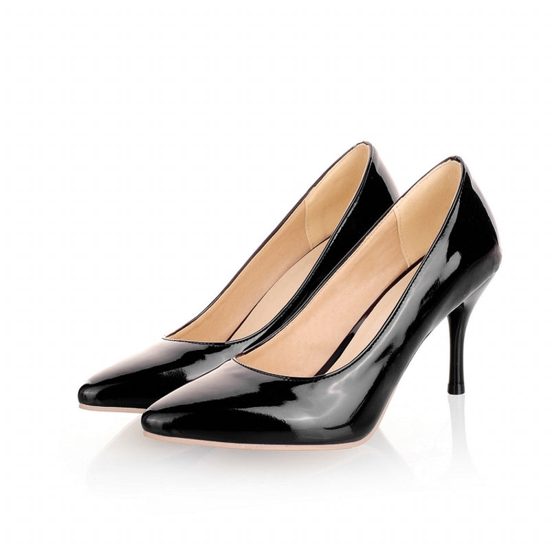 Polished Pointed-Toe Pumps with Sculpted Heel