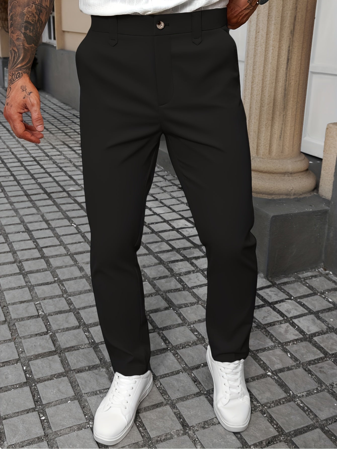 Tailored Stretch Cotton Trousers