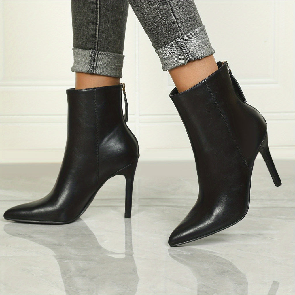 Sculpted Heeled Ankle Boots with Sleek Pointed Toe