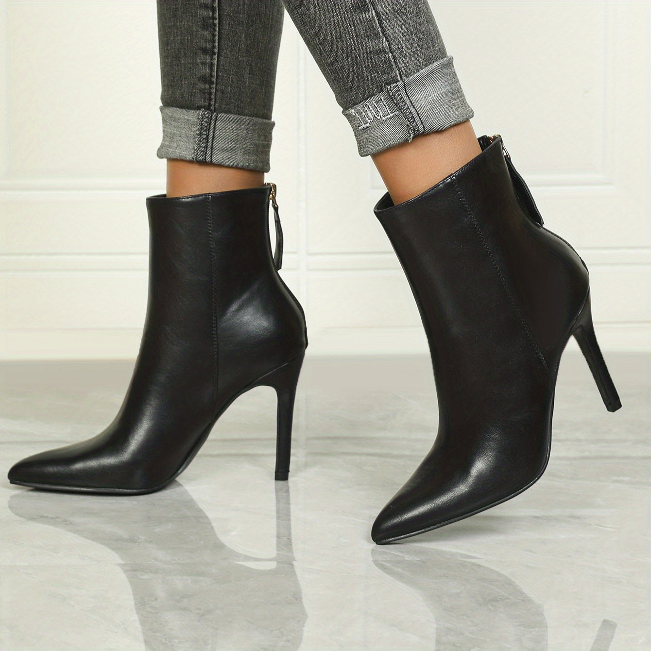Sculpted Heeled Ankle Boots with Sleek Pointed Toe