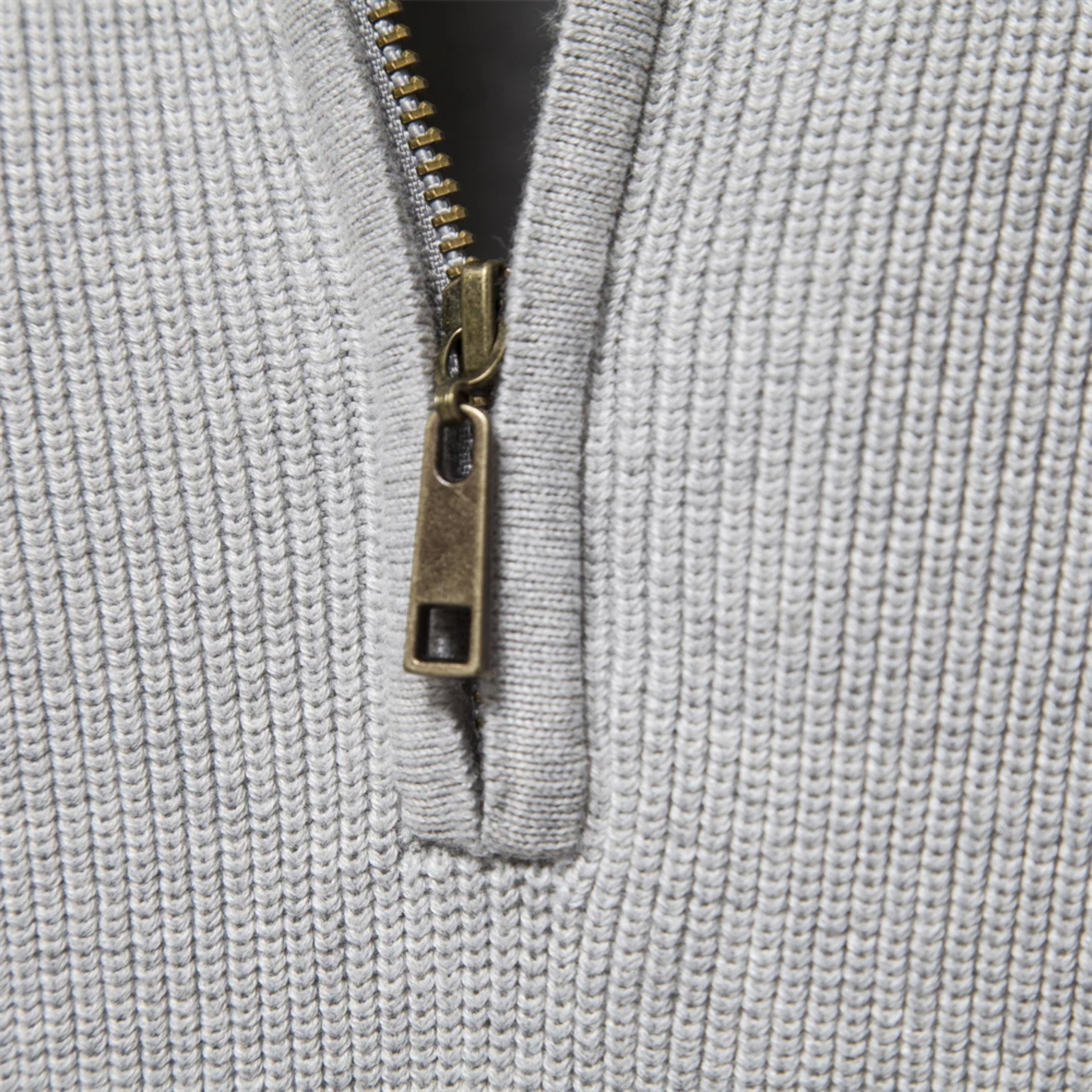 Ribbed Half-Zip Sweater with Signature Detail
