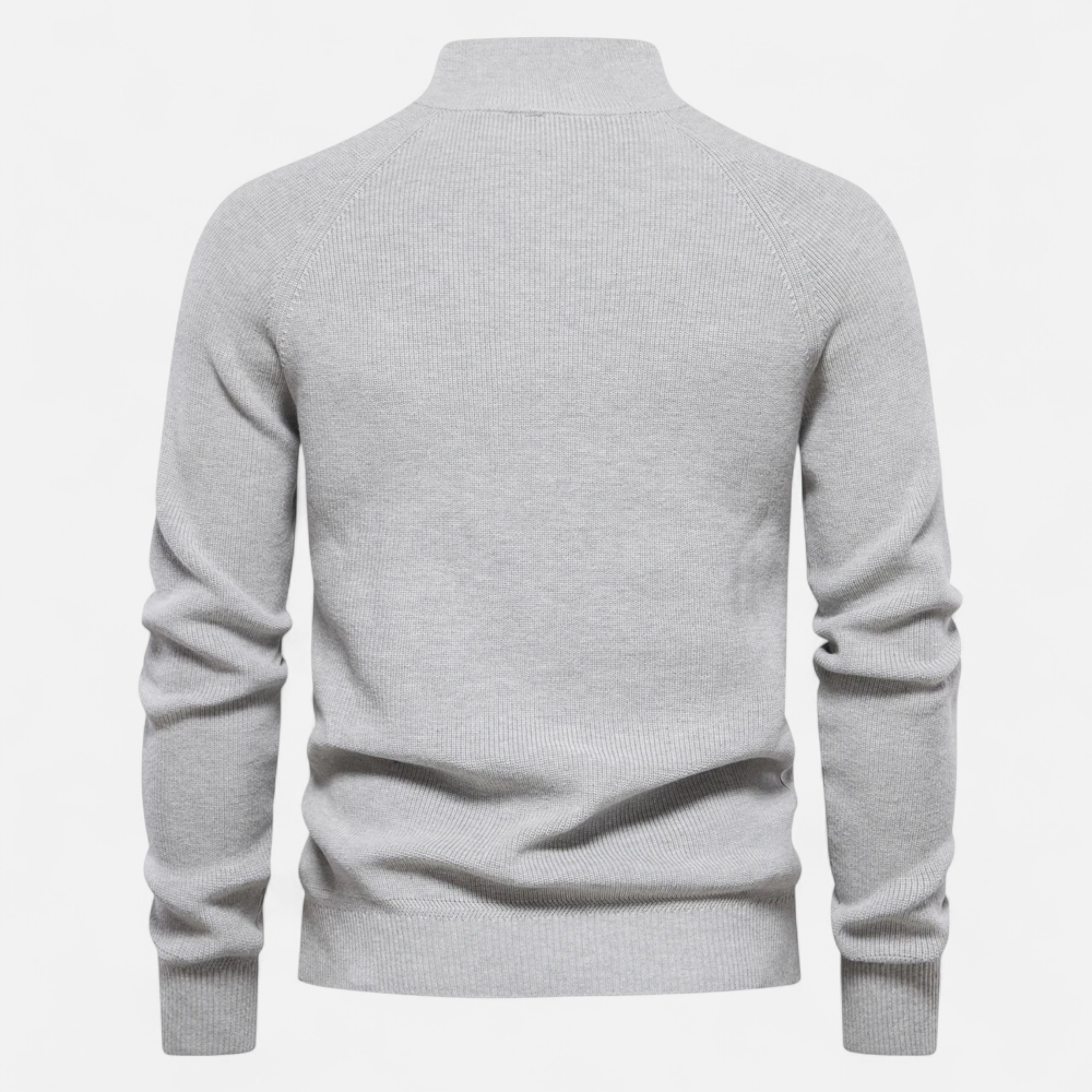 Ribbed Half-Zip Sweater with Signature Detail