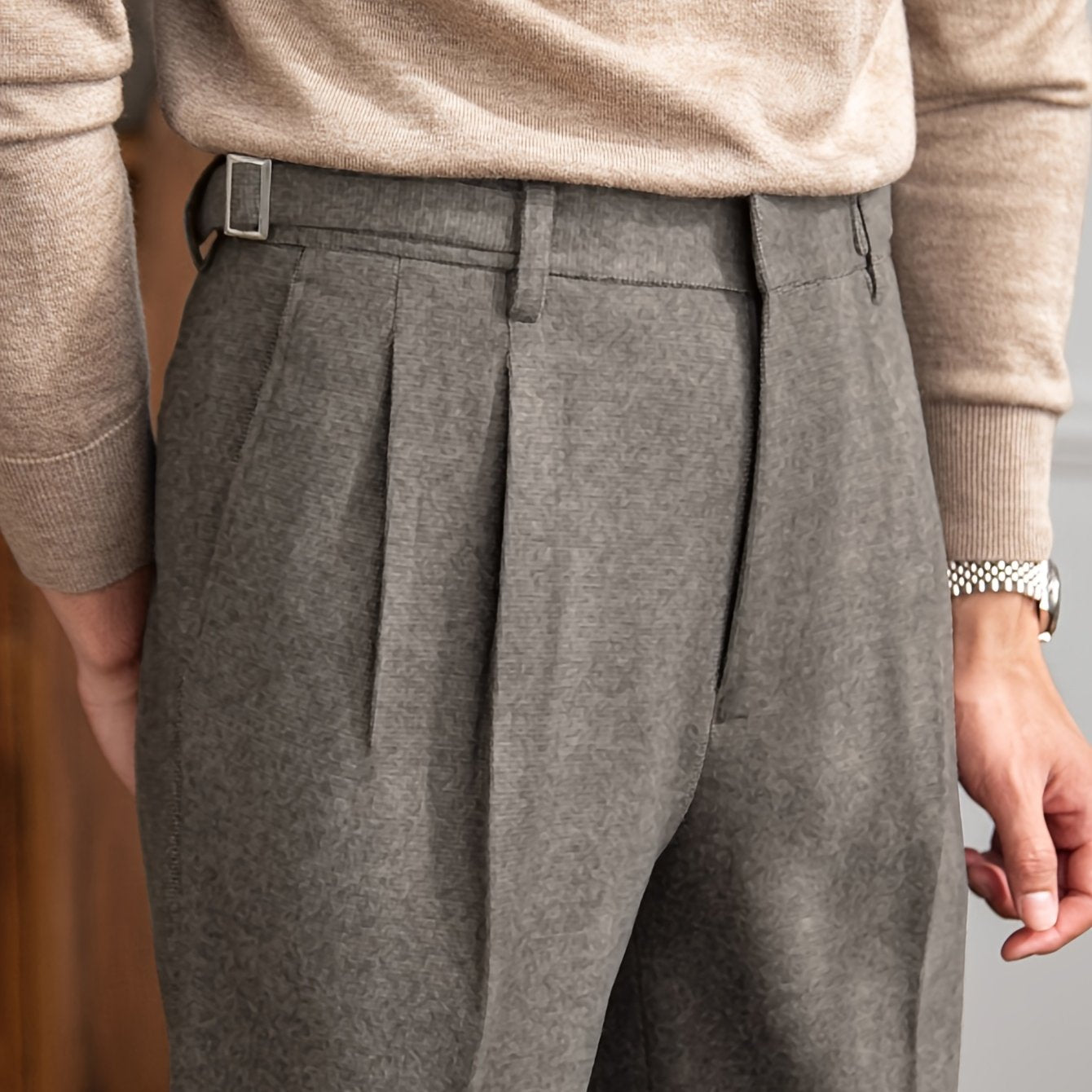 Tailored Wool Pleated Trousers