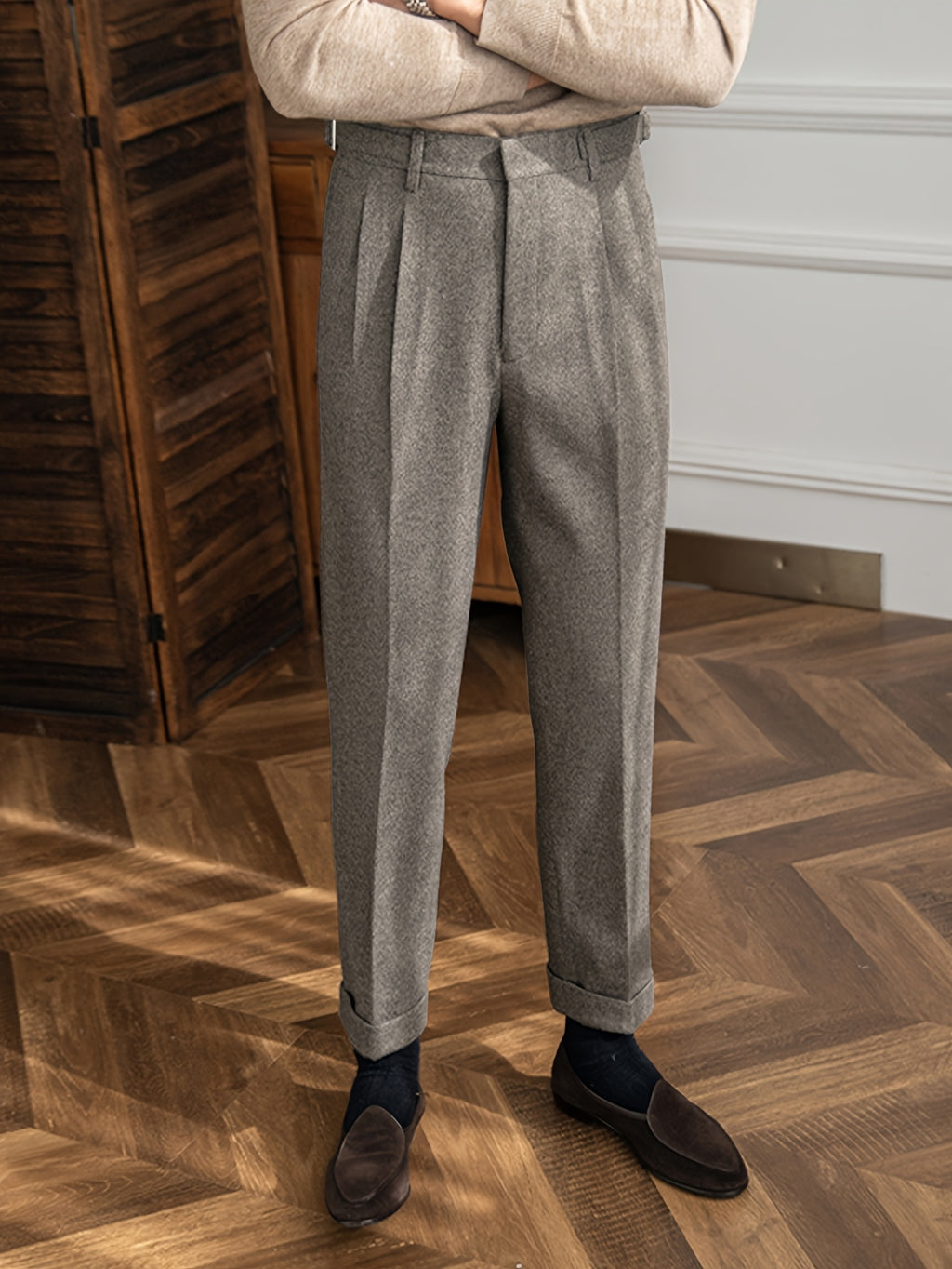 Tailored Wool Pleated Trousers