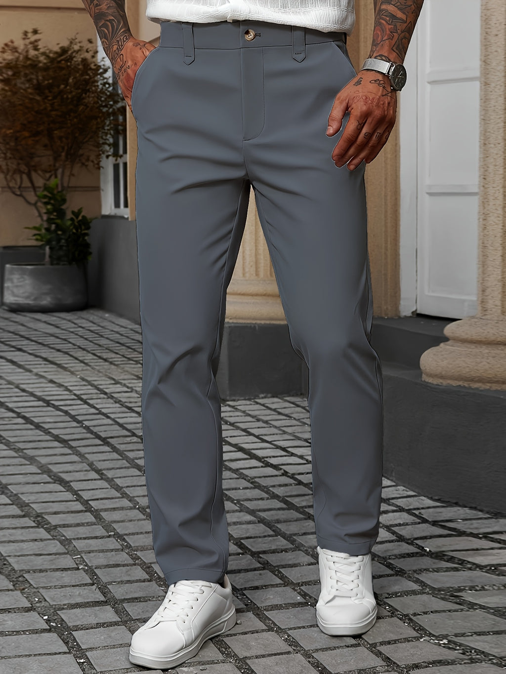 Tailored Stretch Cotton Trousers