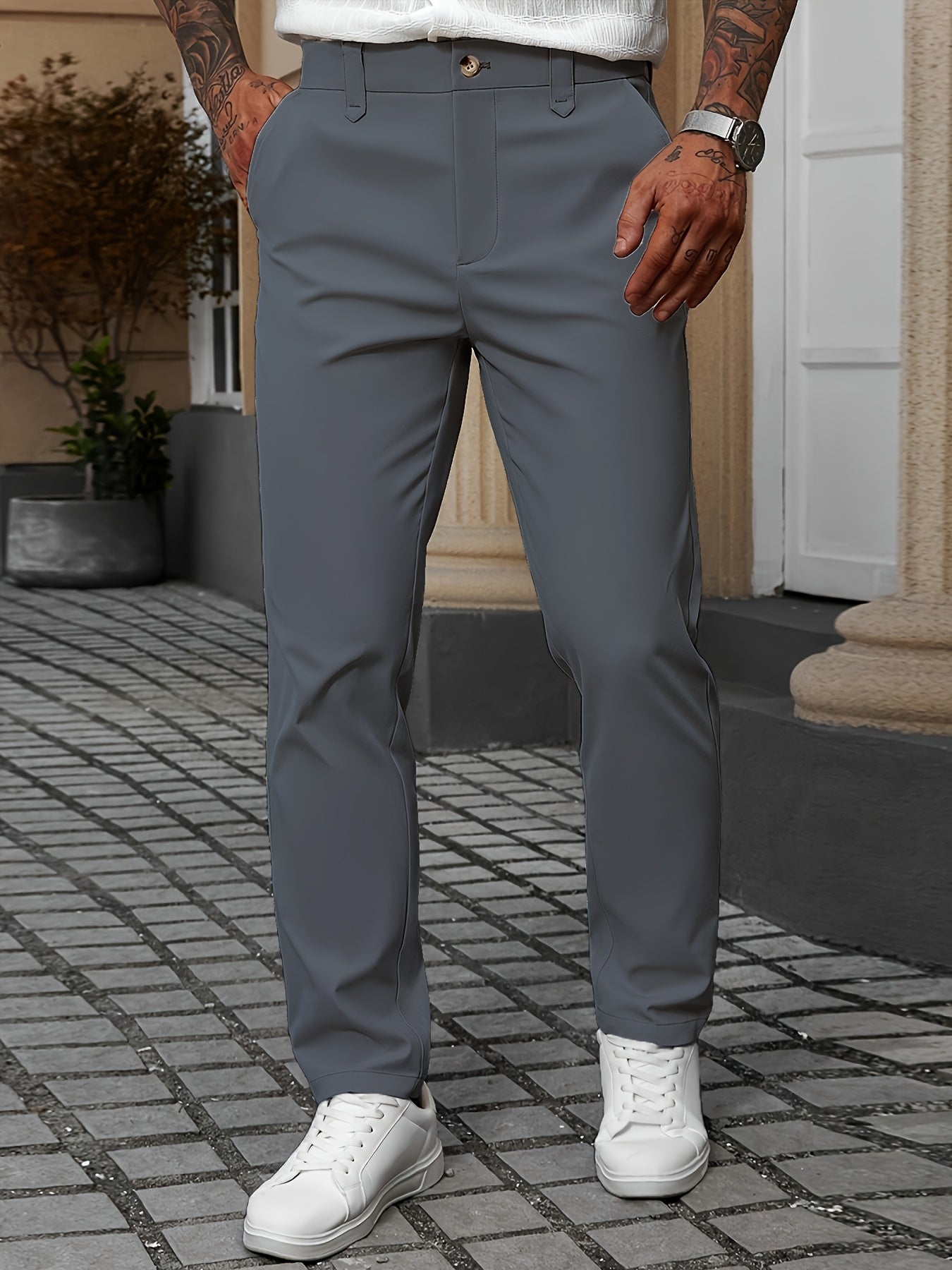 Tailored Stretch Cotton Trousers