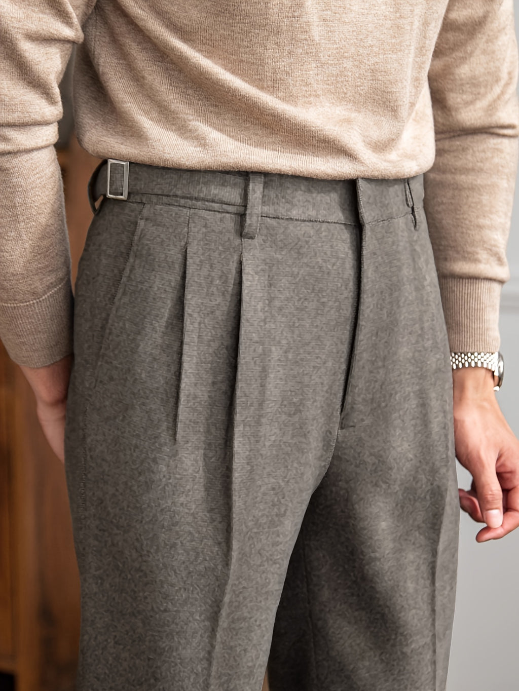Tailored Wool Pleated Trousers