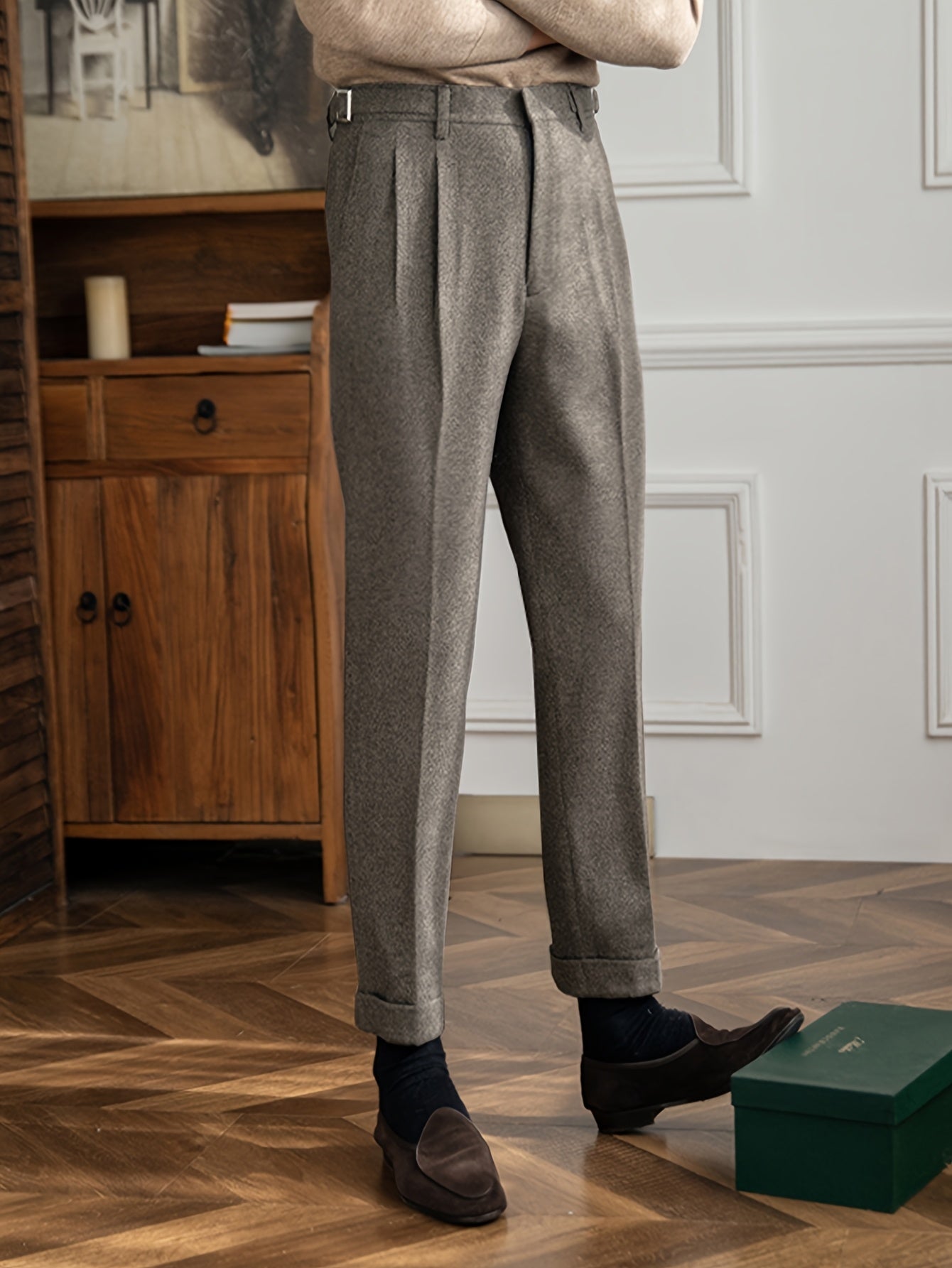 Tailored Wool Pleated Trousers