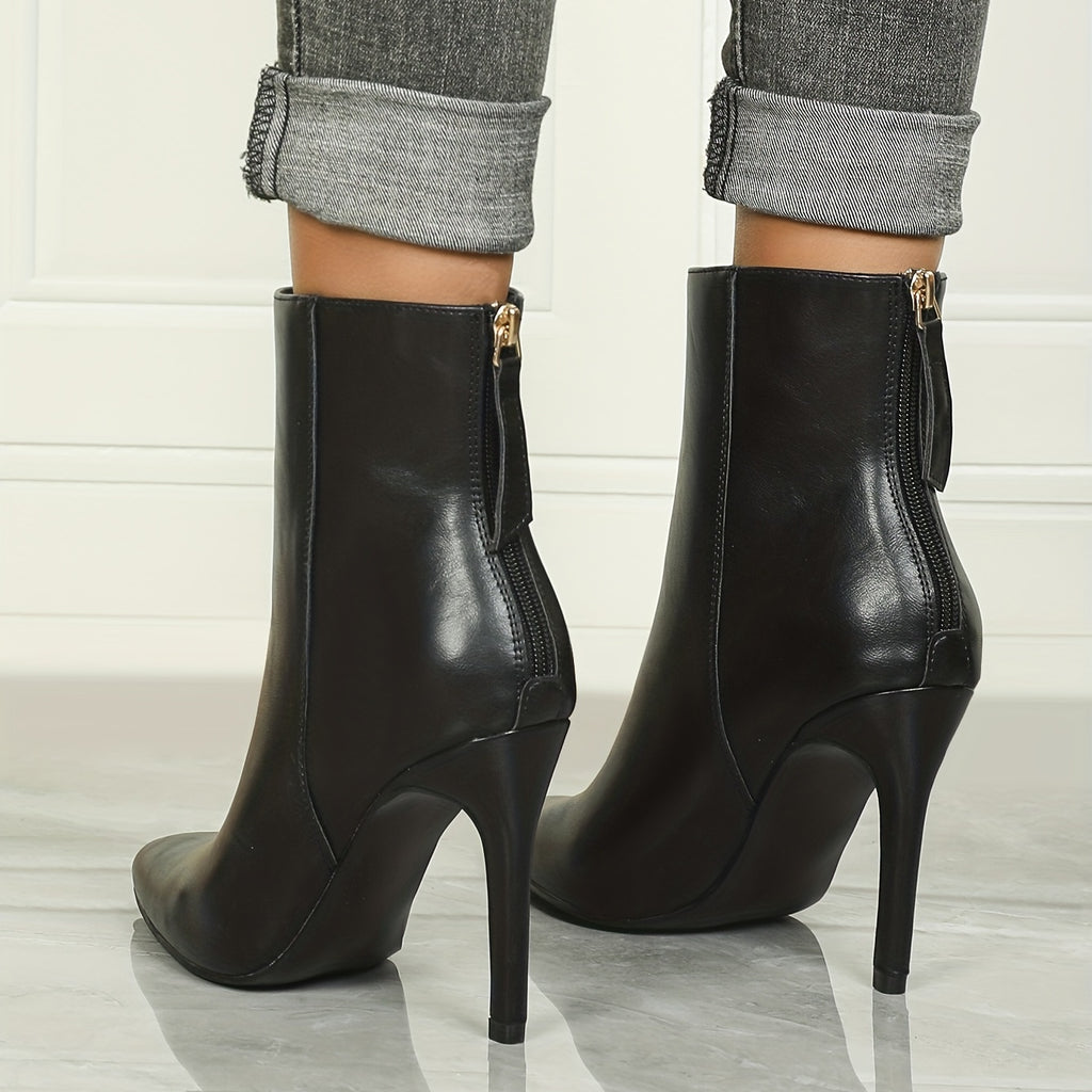 Sculpted Heeled Ankle Boots with Sleek Pointed Toe