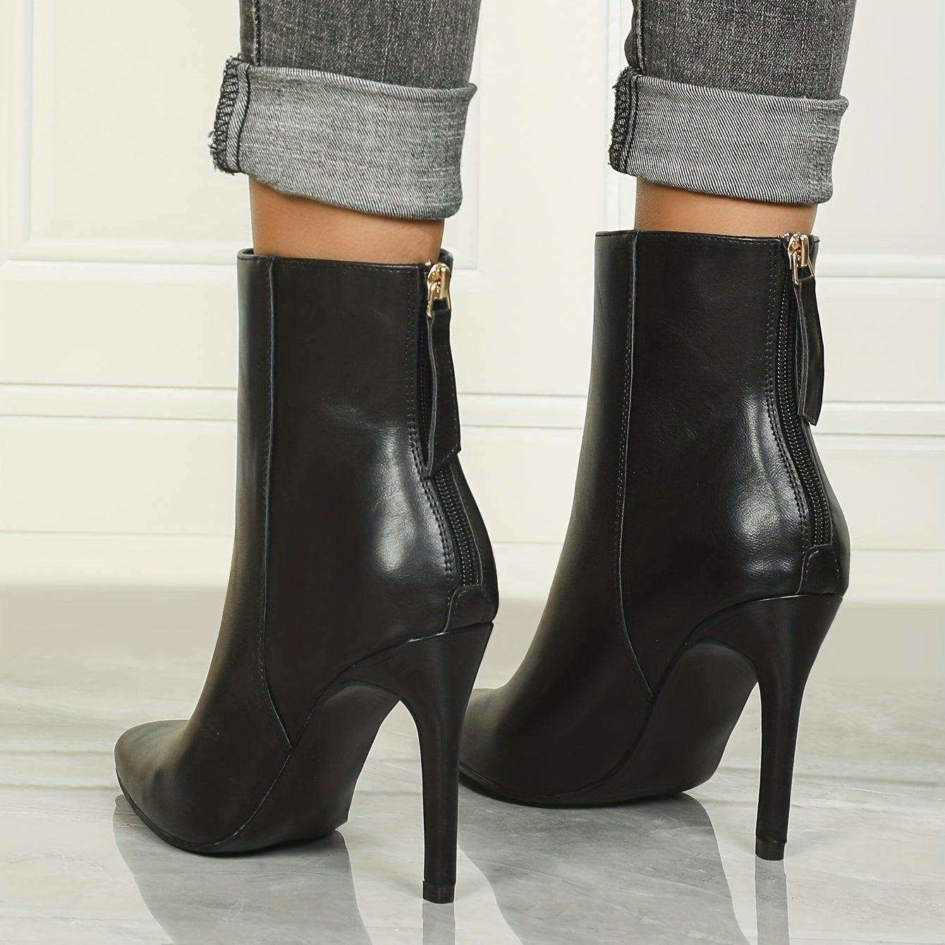 Sculpted Heeled Ankle Boots with Sleek Pointed Toe