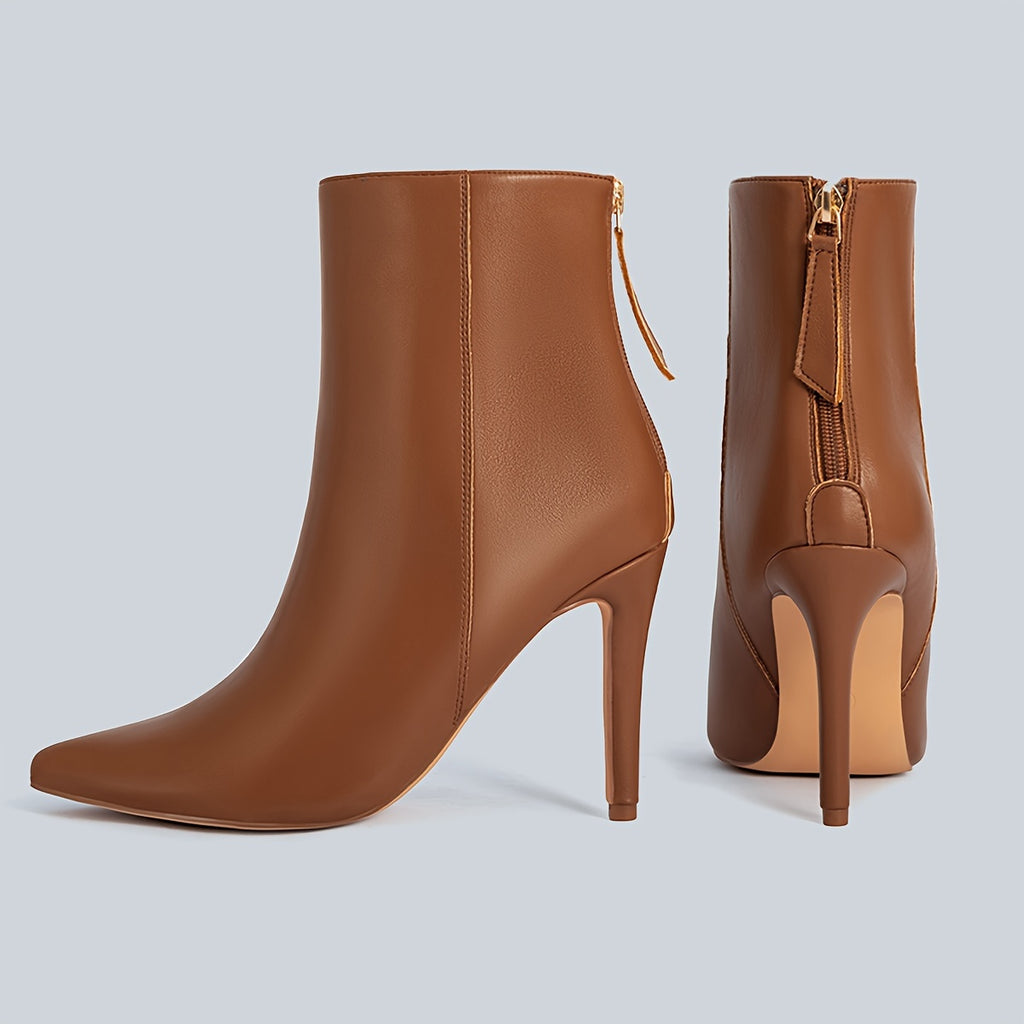 Sculpted Heeled Ankle Boots with Sleek Pointed Toe