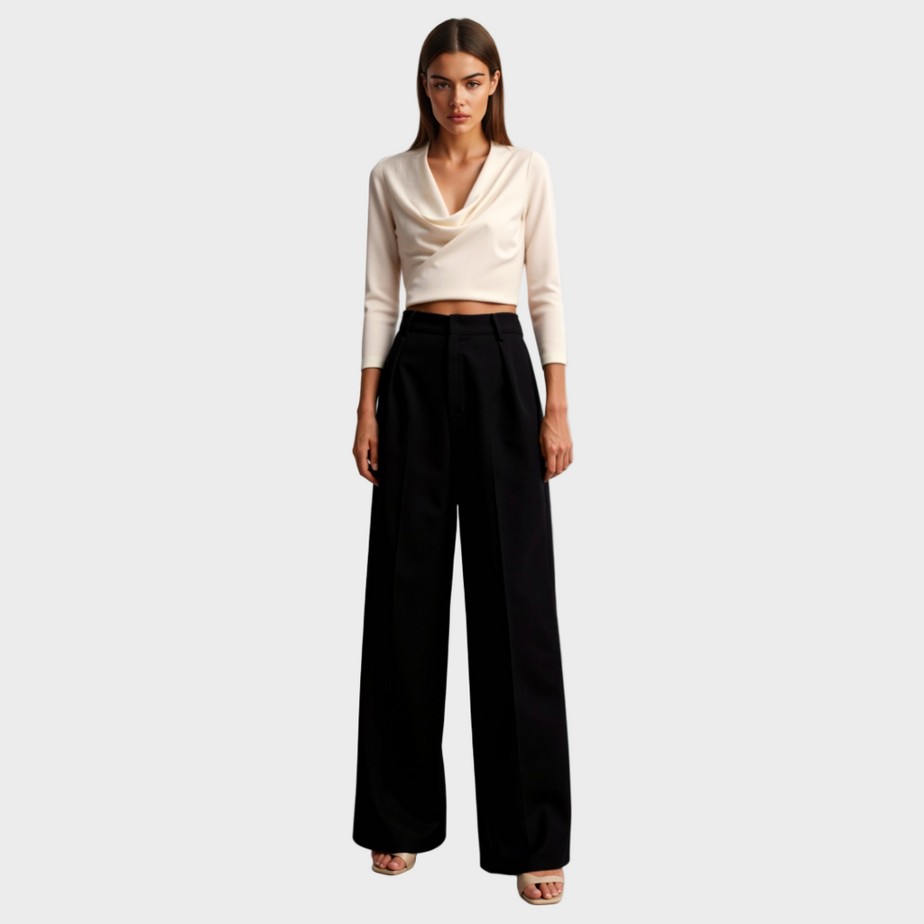 Tailored Wide-Leg Trousers with Refined Draping