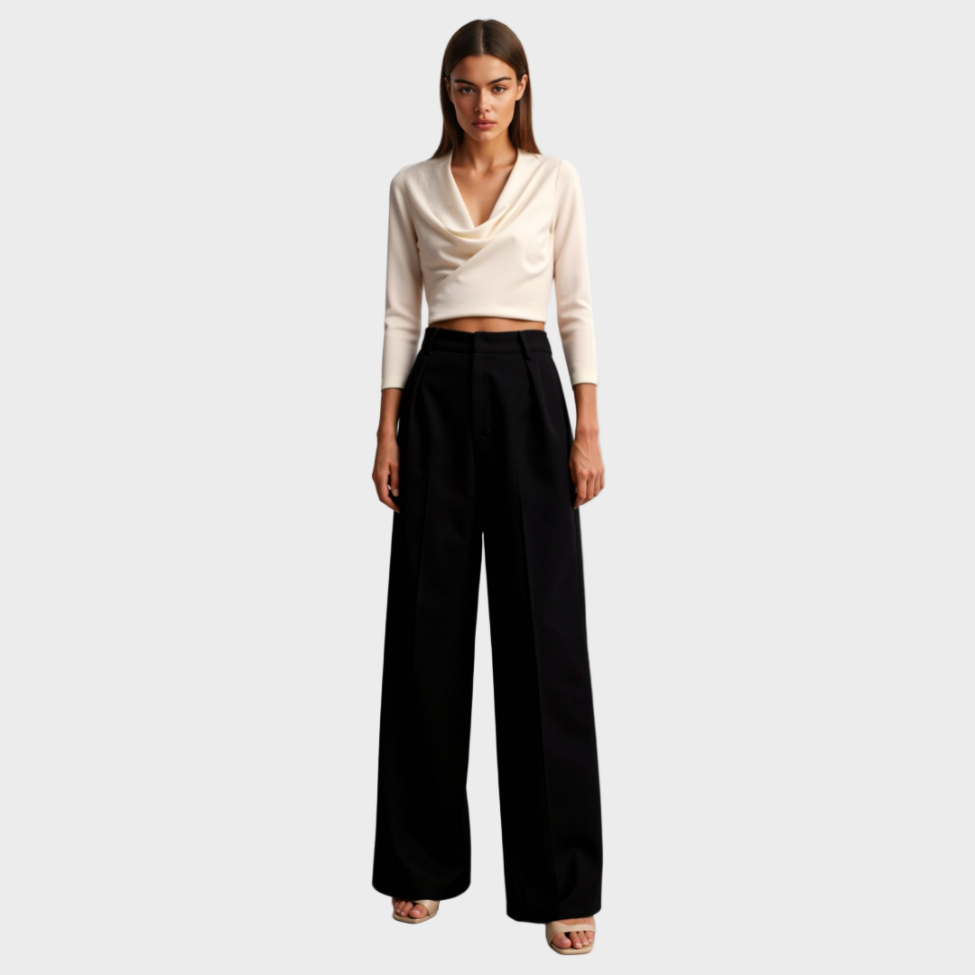 Tailored Wide-Leg Trousers with Refined Draping