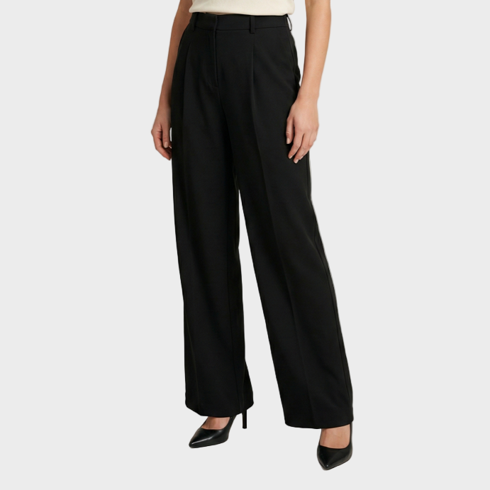 Tailored Wide-Leg Trousers with Refined Pleat Detailing