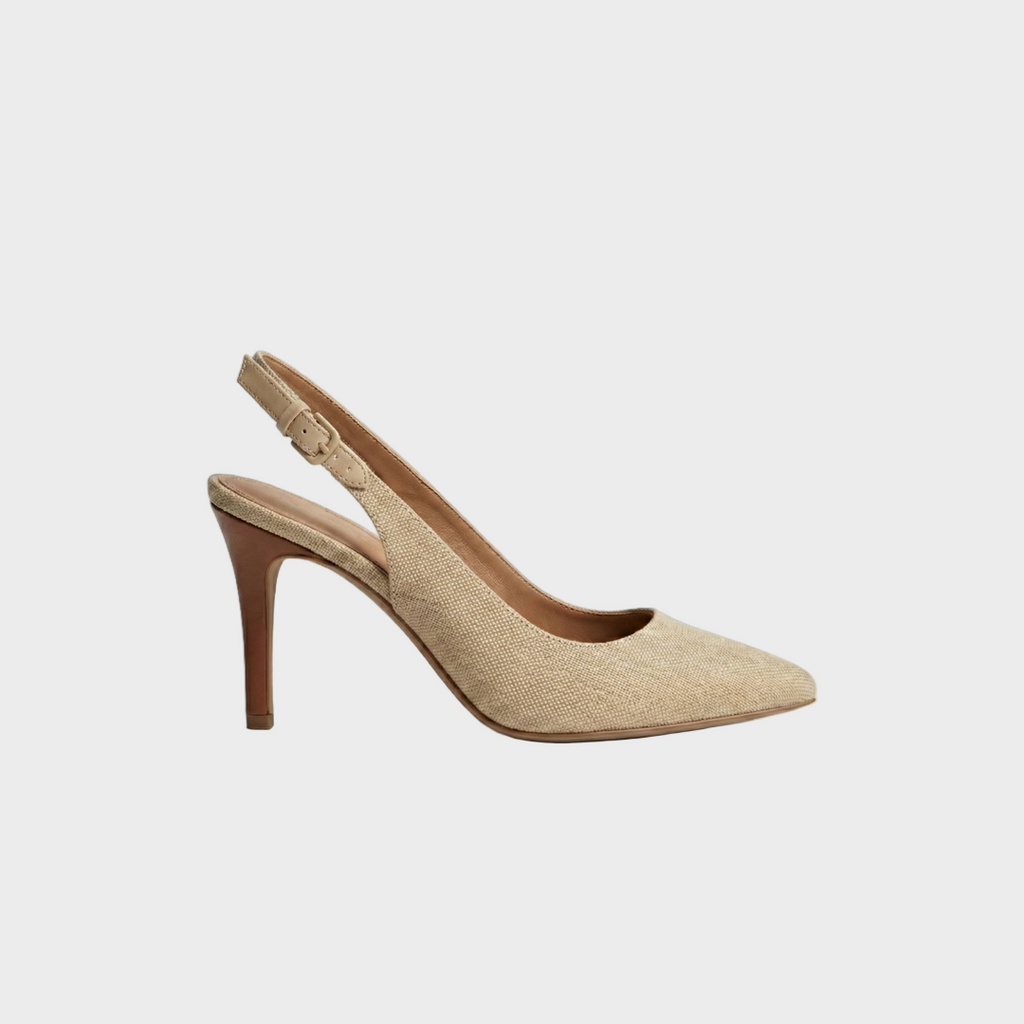Refined Slingback Heels with Textured Pointed Toe