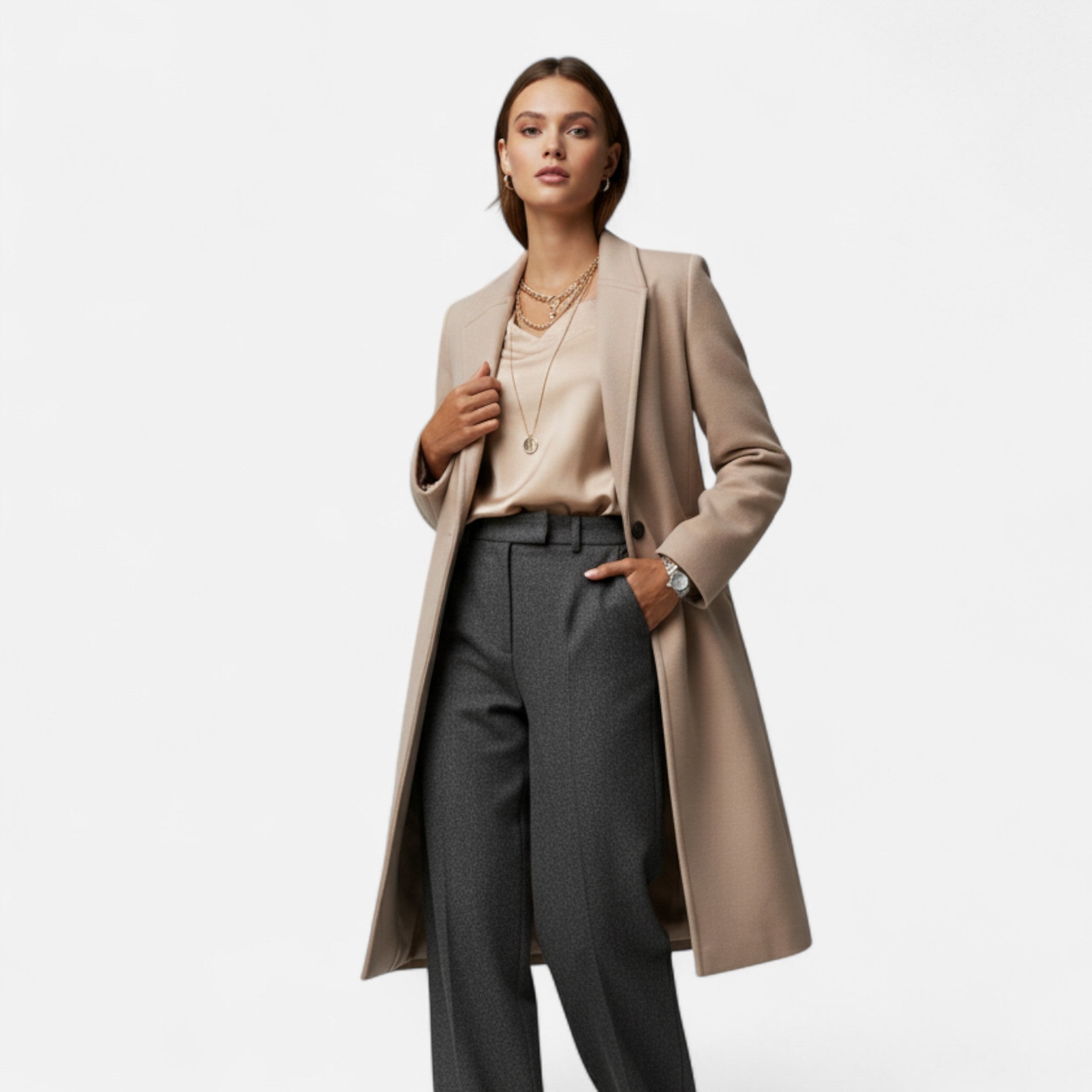 Tailored Long Wool Overcoat