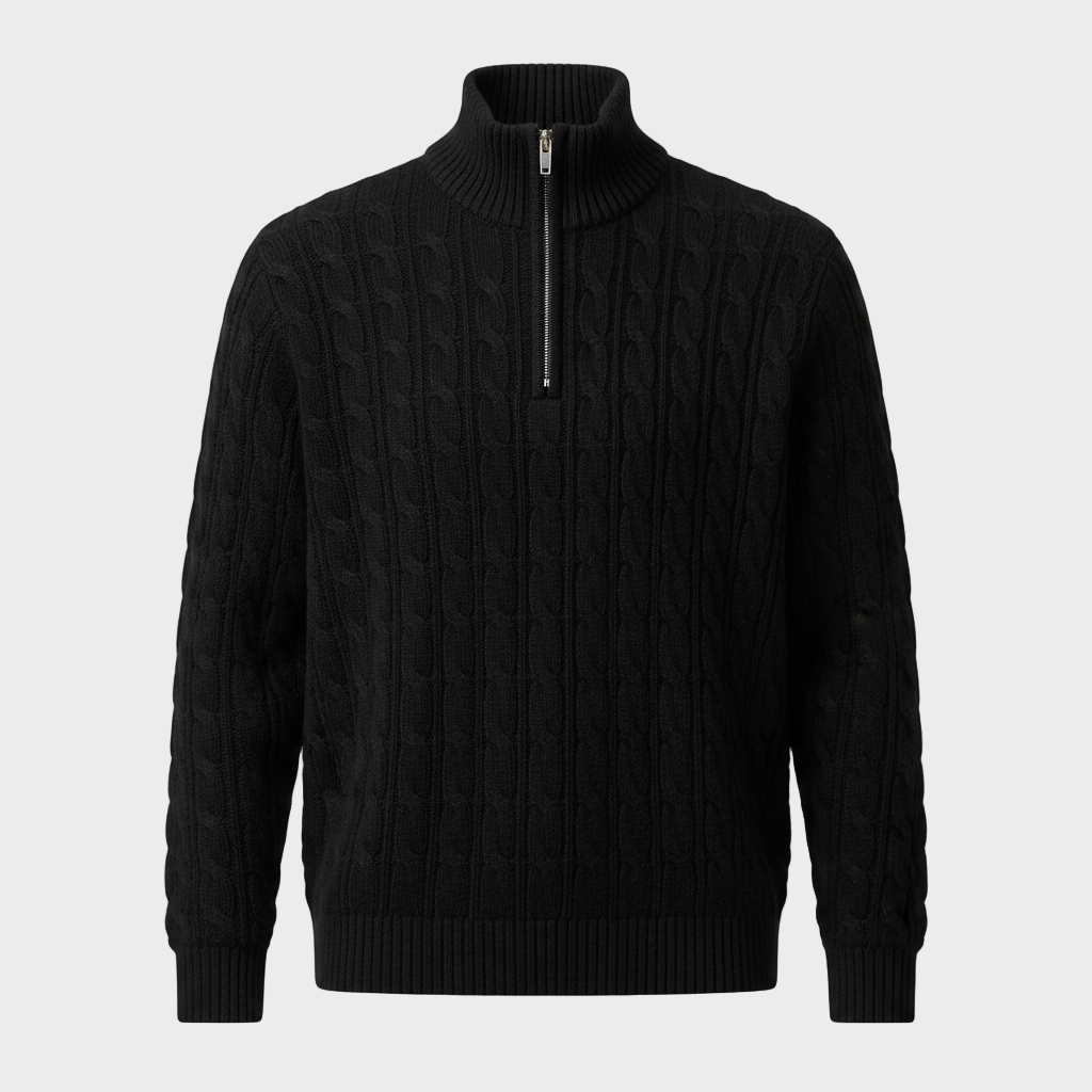 Cable-Knit Half-Zip Sweater