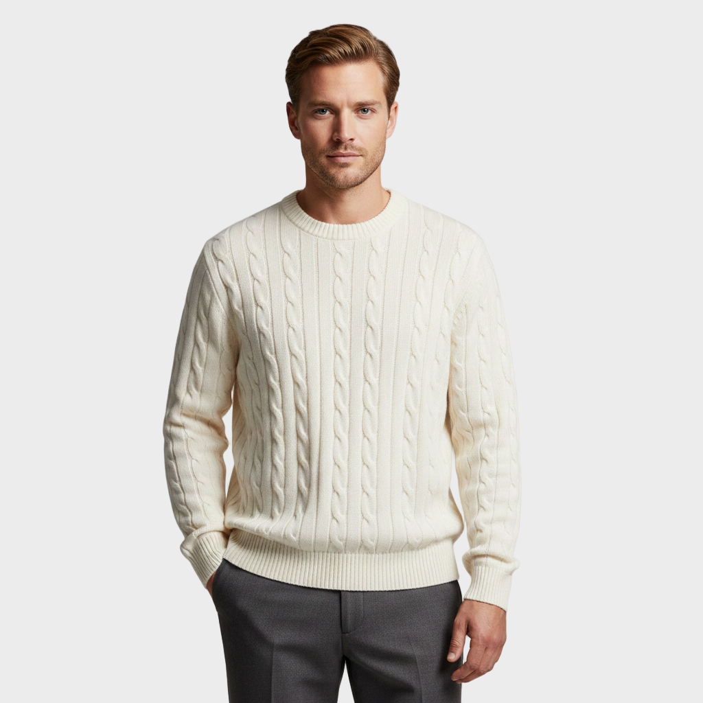 Cable-Knit Crewneck Sweater