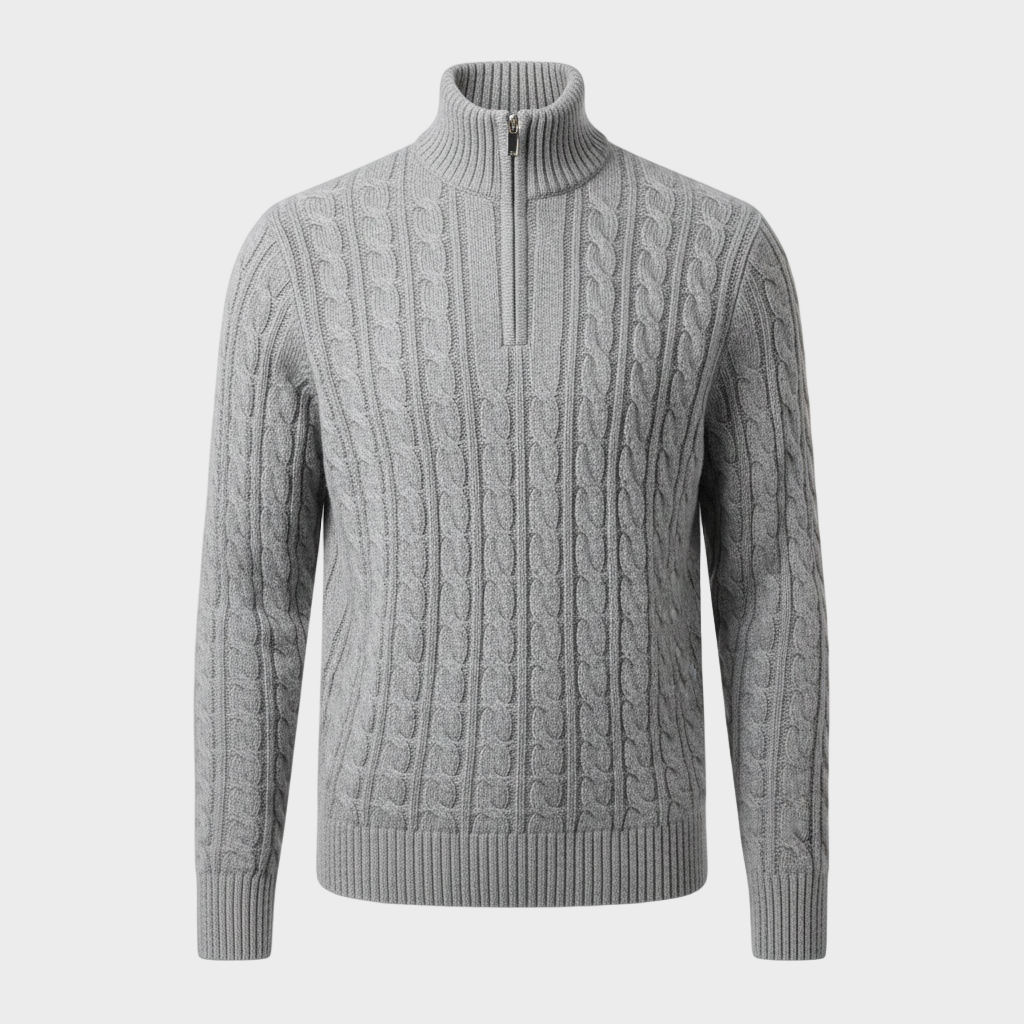 Cable-Knit Half-Zip Sweater