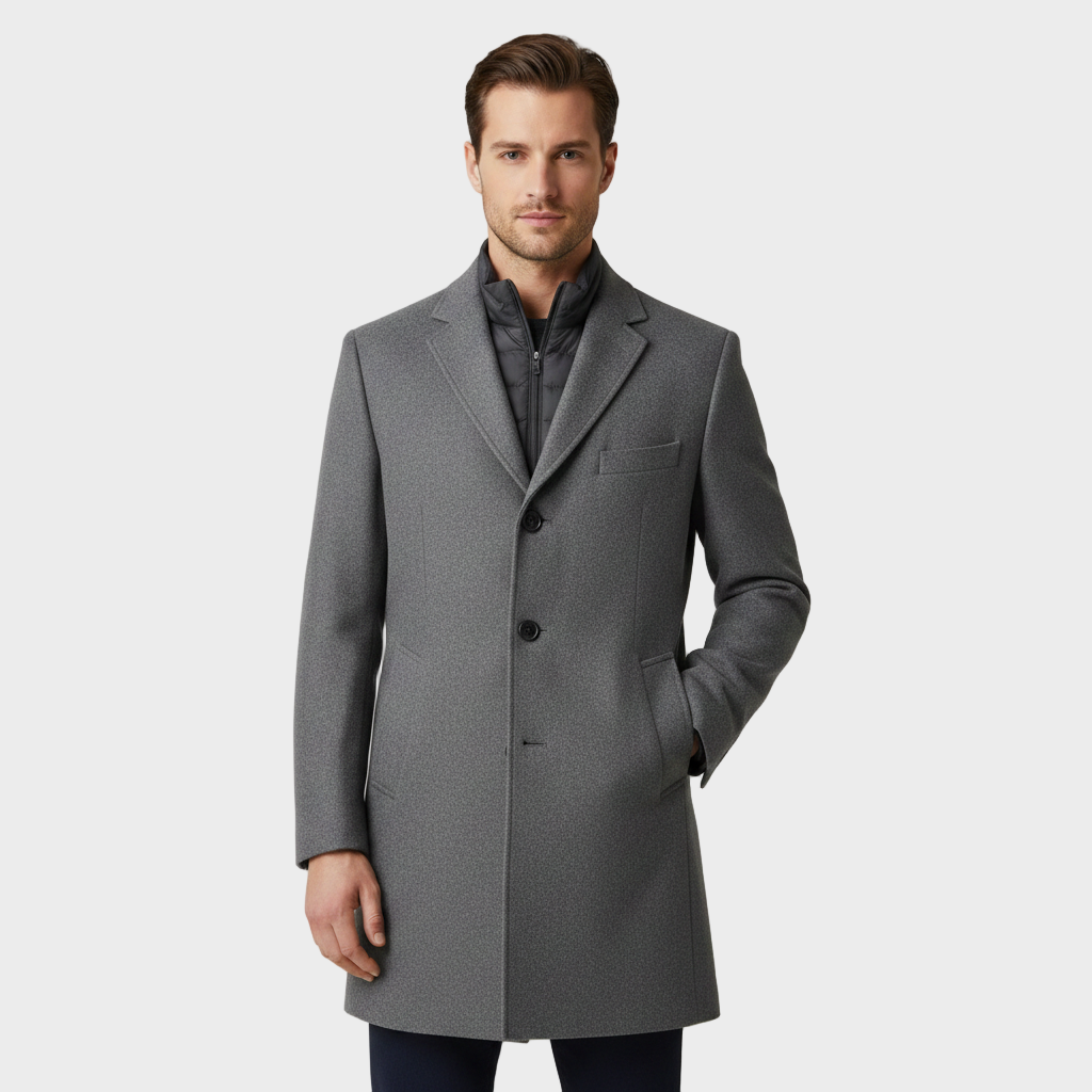 Tailored Wool Blend Overcoat
