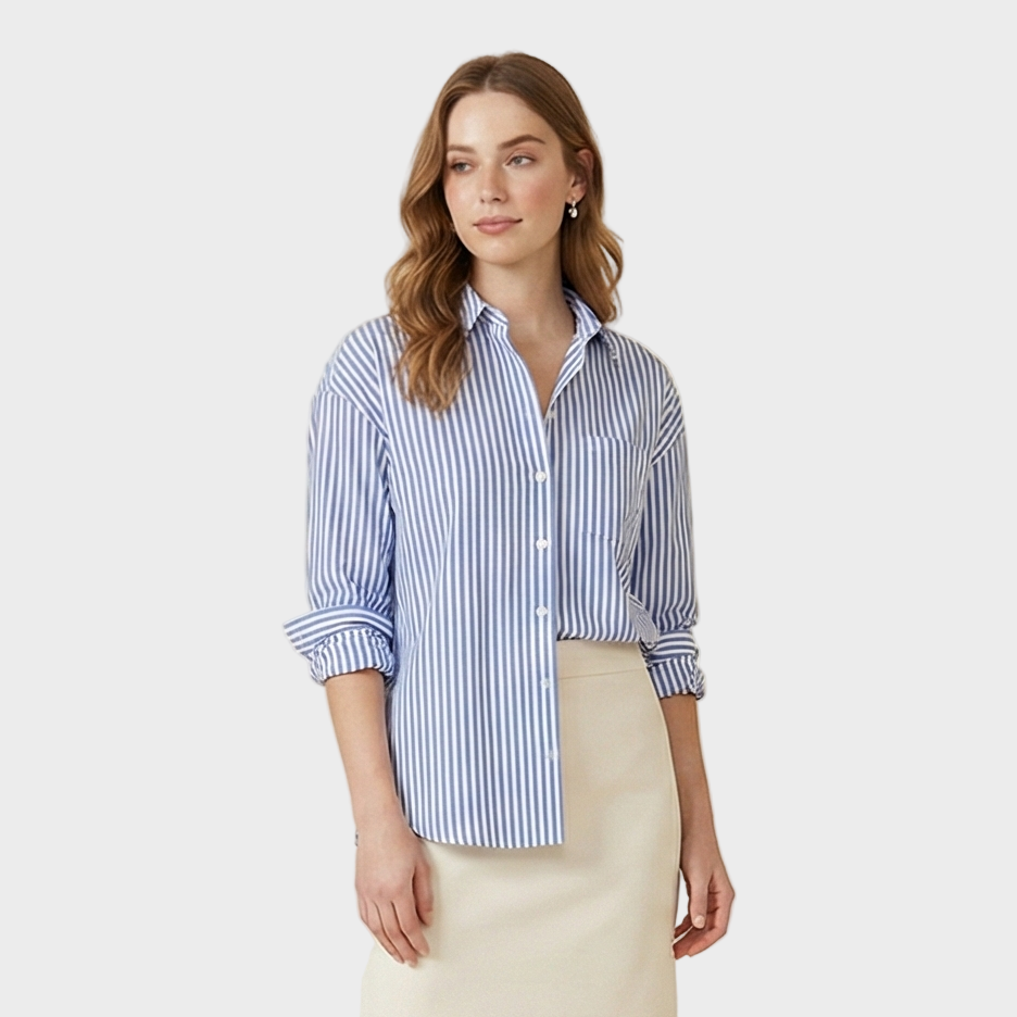 Striped Button-Down Shirt with Relaxed Tailoring