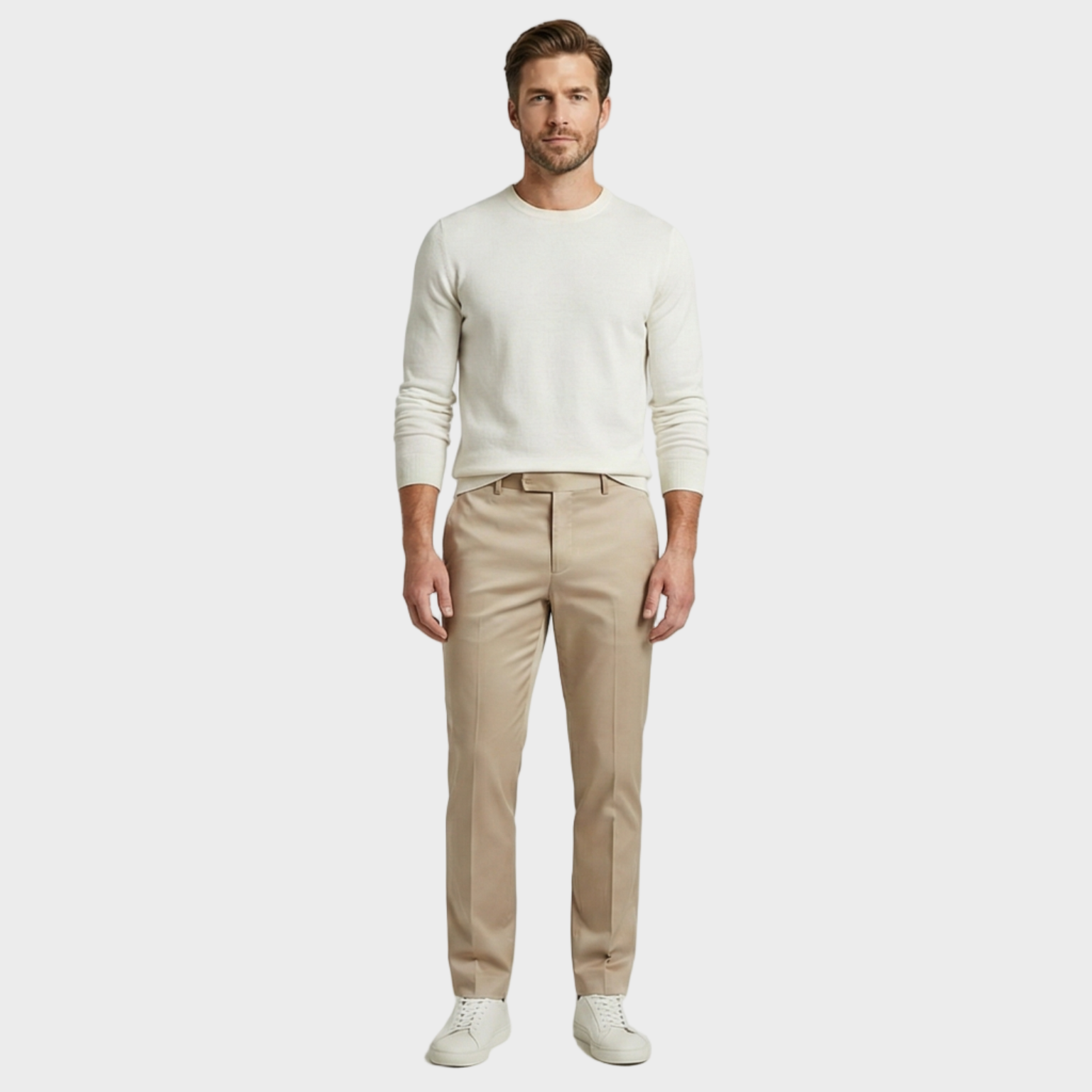 Tailored Stretch Cotton Trousers