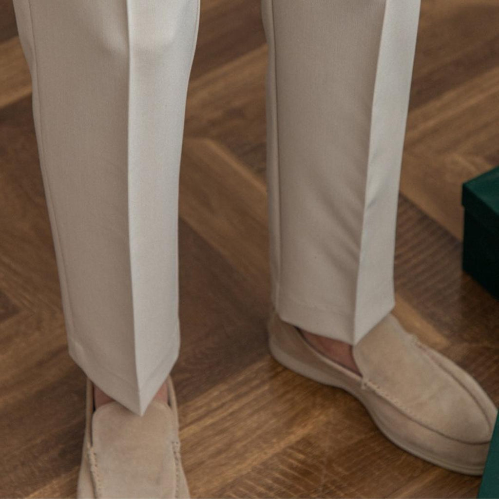Tailored Wool Pleated Ankle Trousers