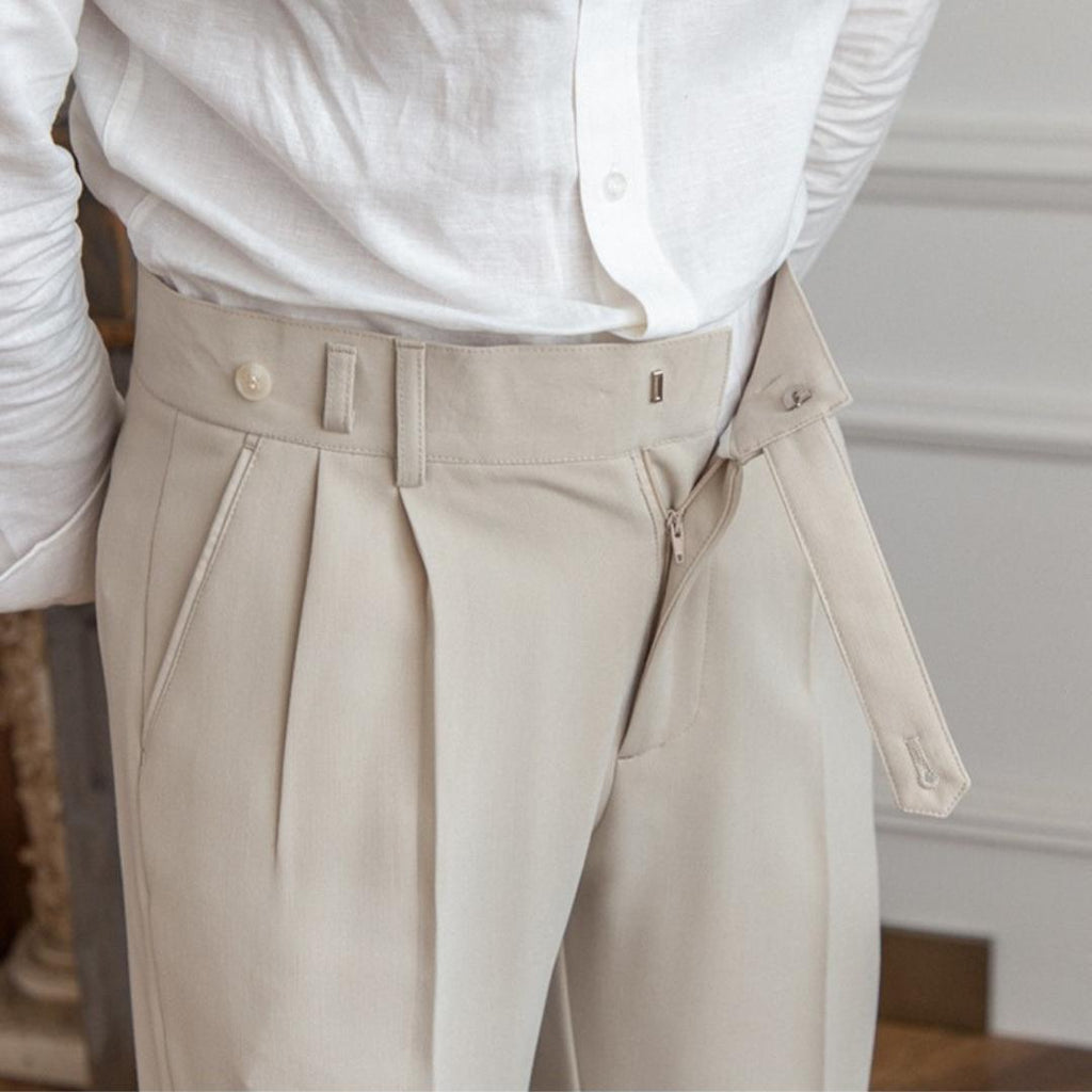Tailored Wool Pleated Ankle Trousers