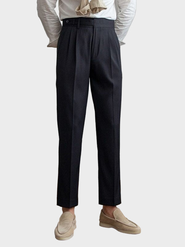 Tailored Wool Pleated Ankle Trousers