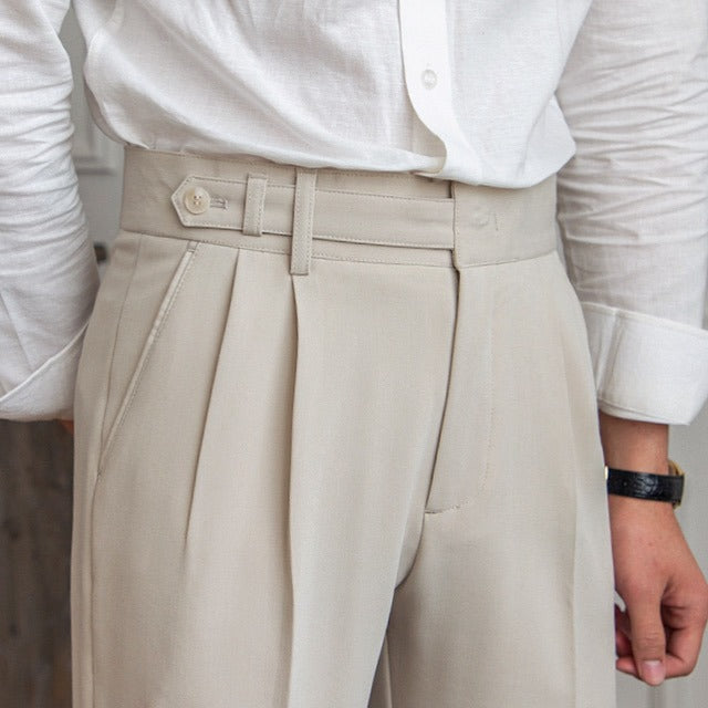 Tailored Wool Pleated Ankle Trousers