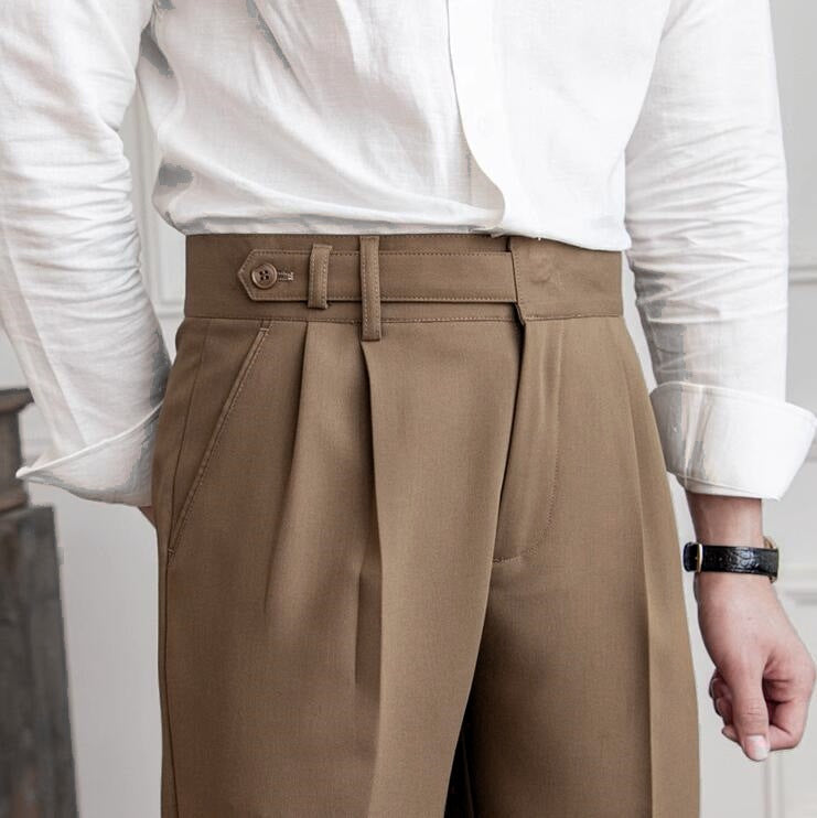 Tailored Wool Pleated Ankle Trousers
