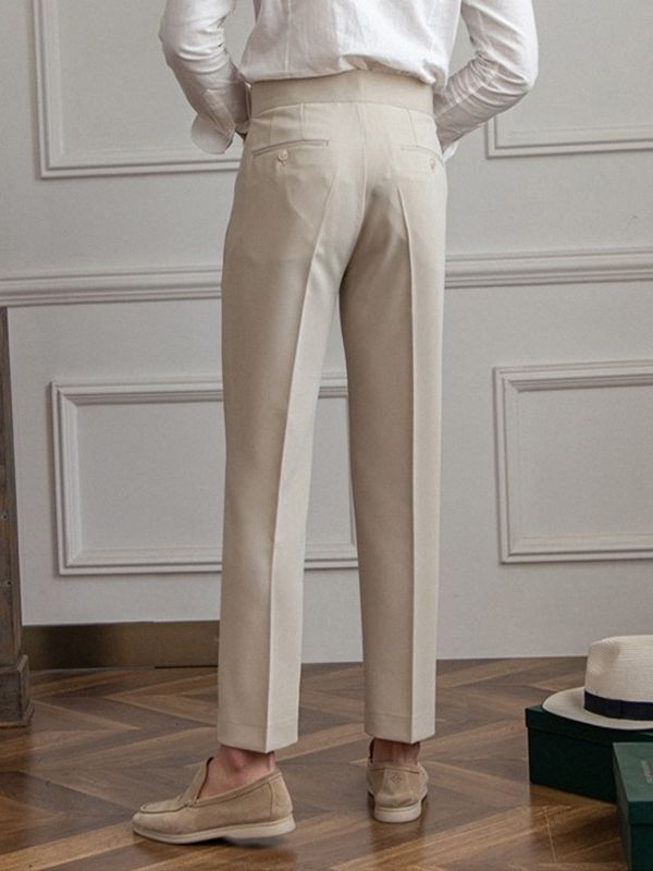 Tailored Wool Pleated Ankle Trousers