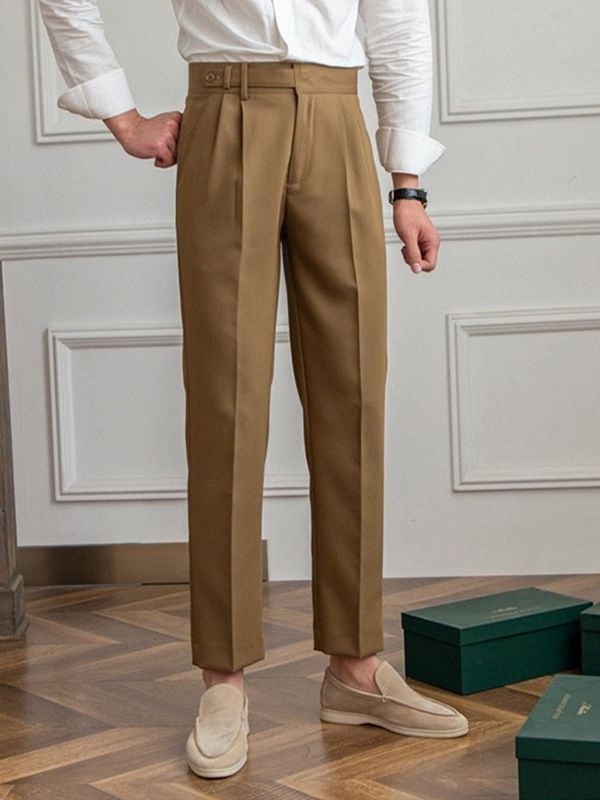 Tailored Wool Pleated Ankle Trousers