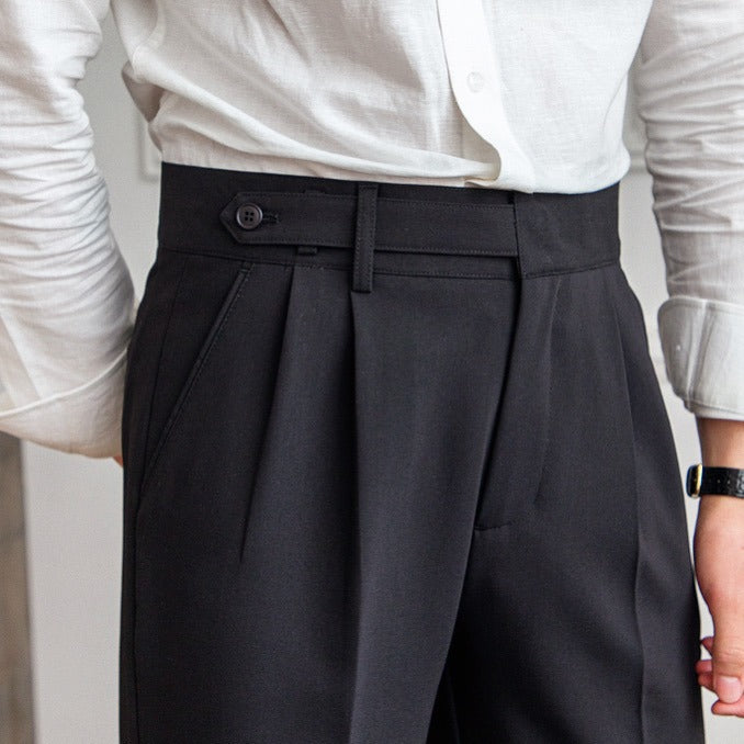Tailored Wool Pleated Ankle Trousers