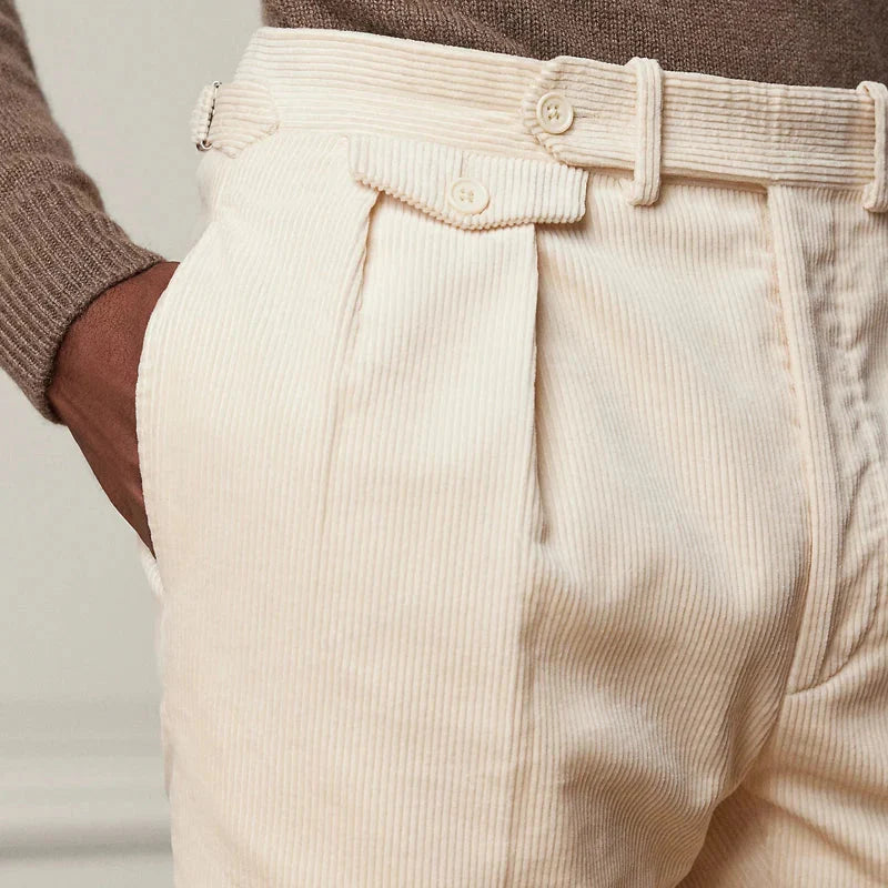 Tailored Wool Pleated Cuffed Trousers