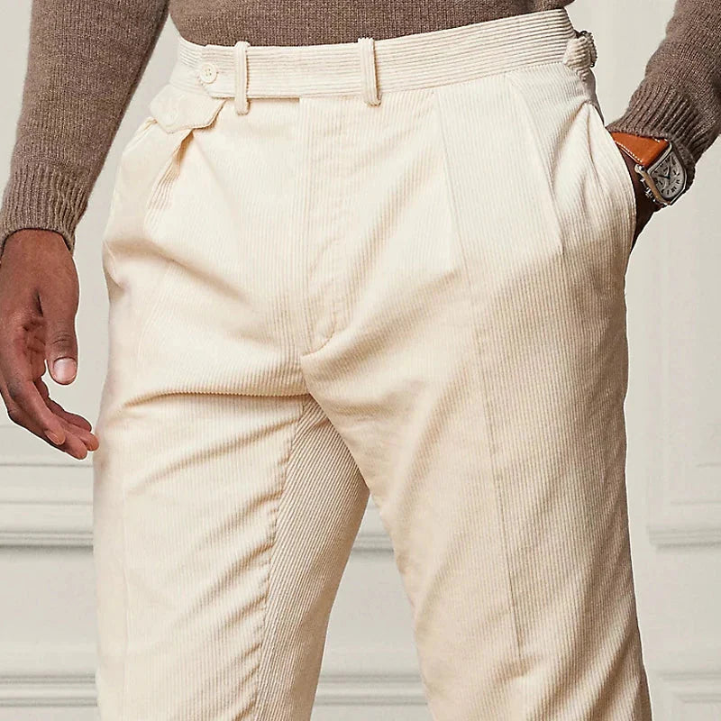 Tailored Wool Pleated Cuffed Trousers