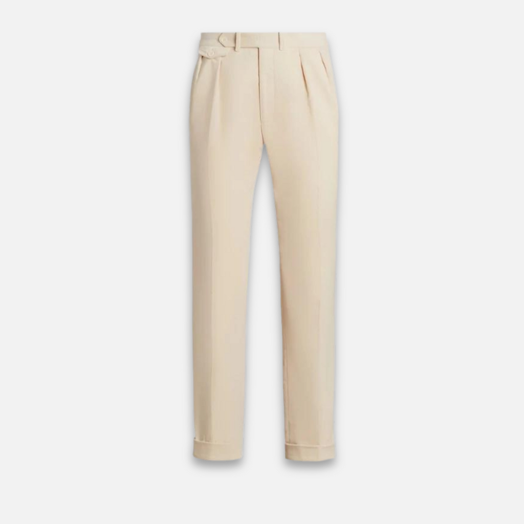 Tailored Wool Pleated Cuffed Trousers