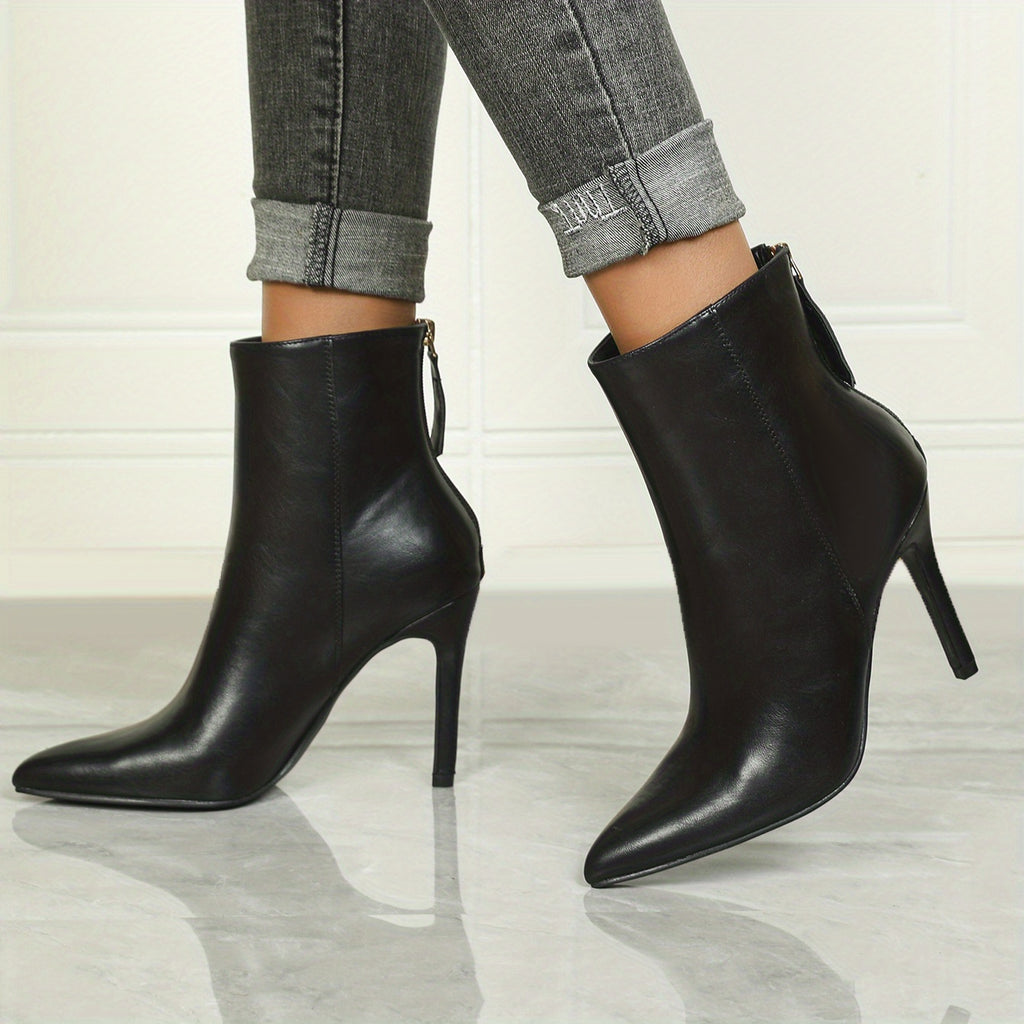 Sculpted Heeled Ankle Boots with Sleek Pointed Toe