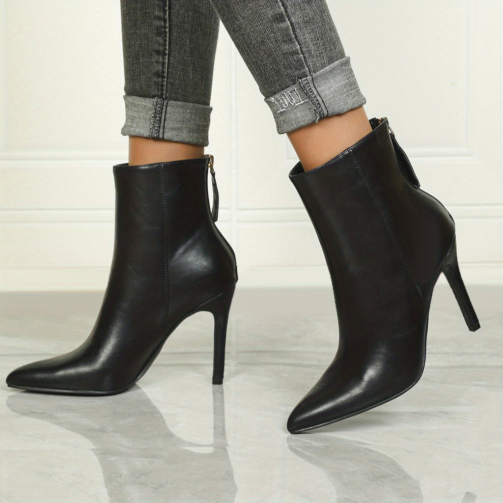 Sculpted Heeled Ankle Boots with Sleek Pointed Toe