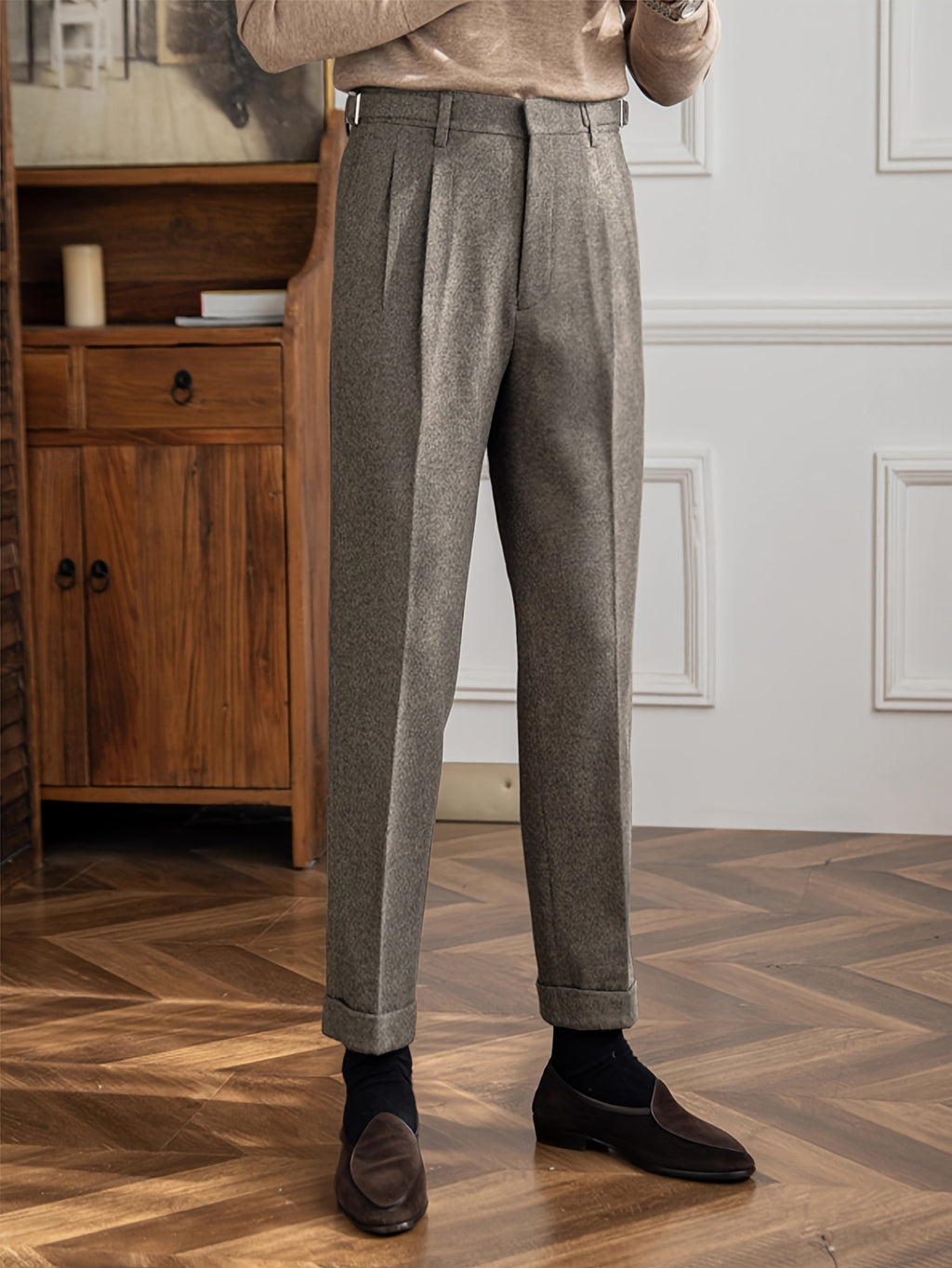 Tailored Wool Pleated Trousers