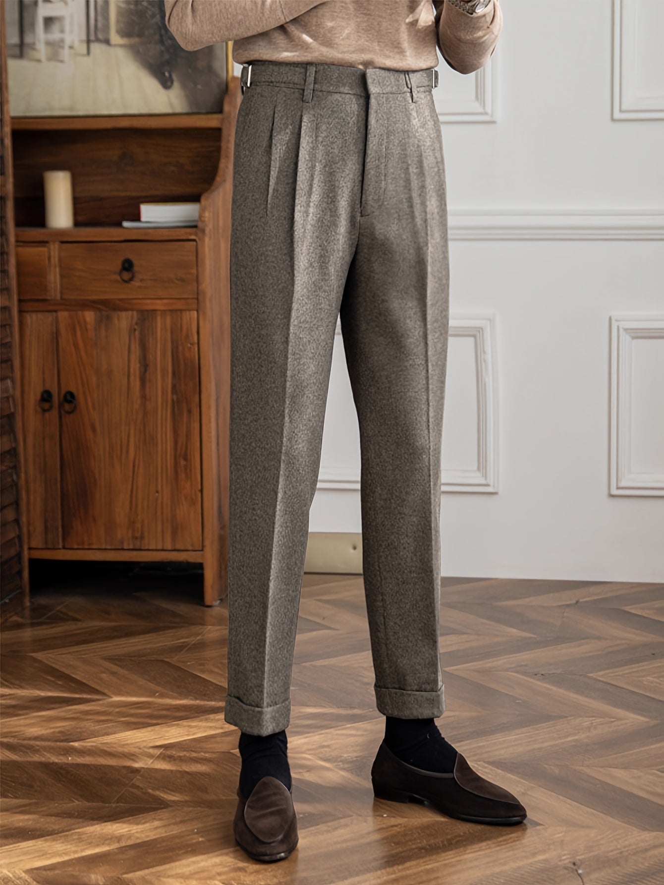 Tailored Wool Pleated Trousers