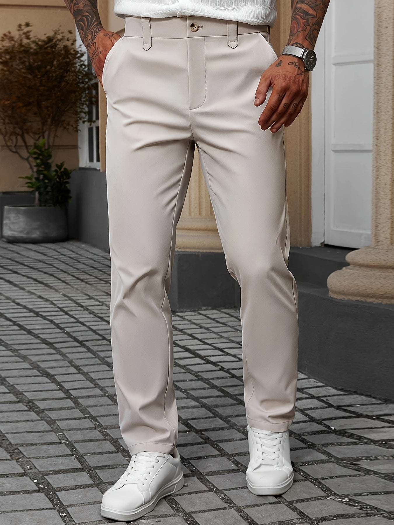 Tailored Stretch Cotton Trousers