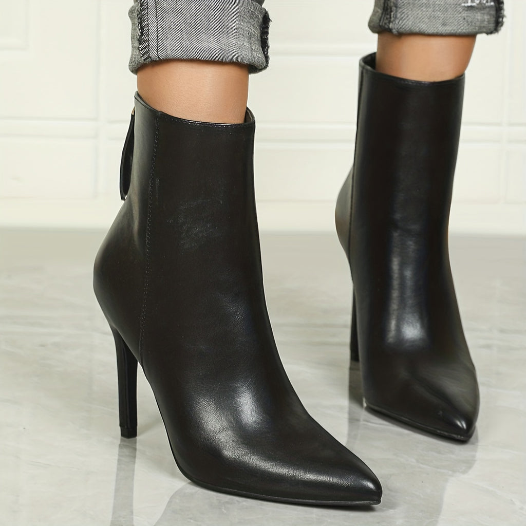 Sculpted Heeled Ankle Boots with Sleek Pointed Toe