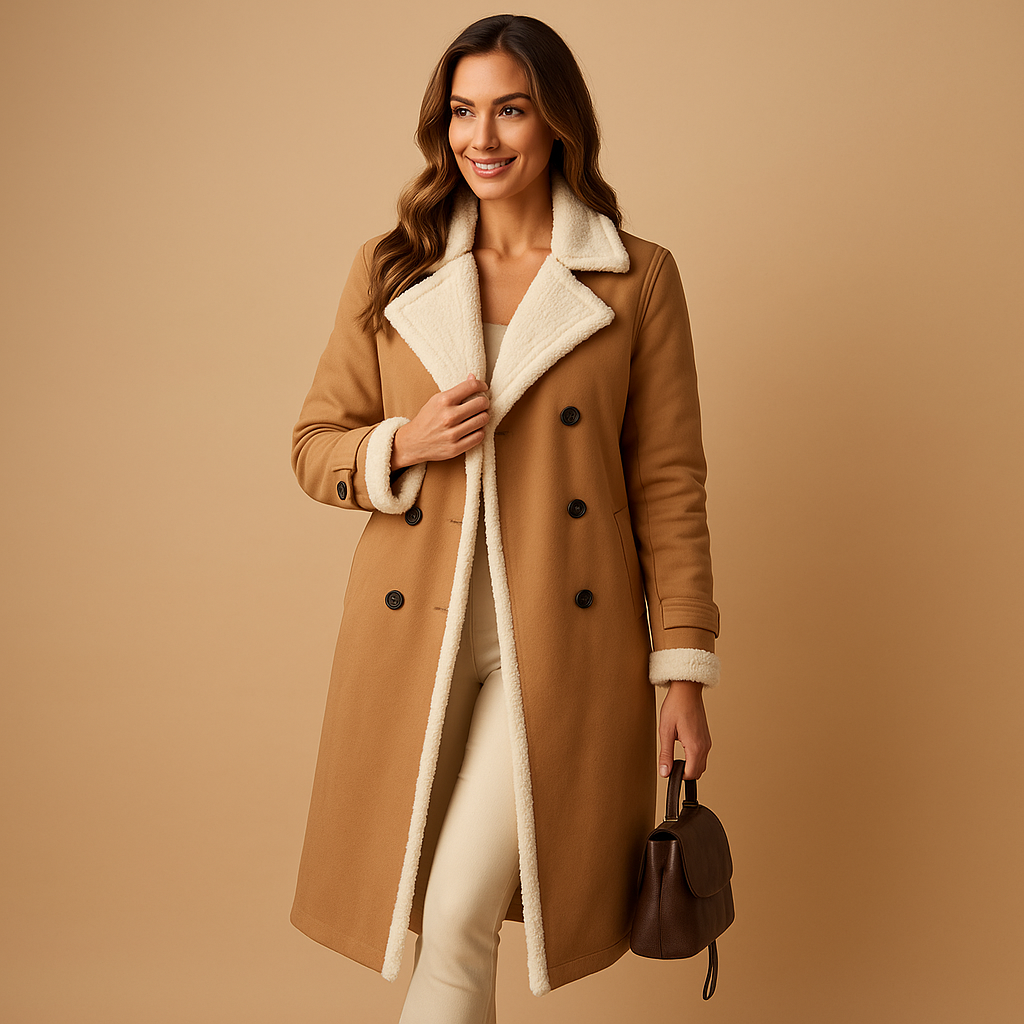 Shearling-Lined Long Leather Coat