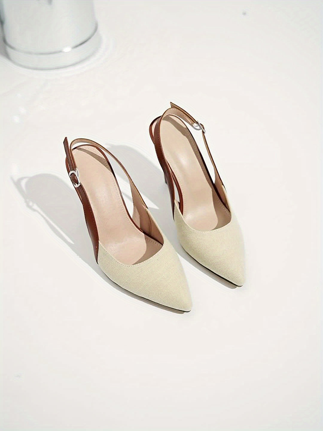 Refined Slingback Heels with Textured Pointed Toe