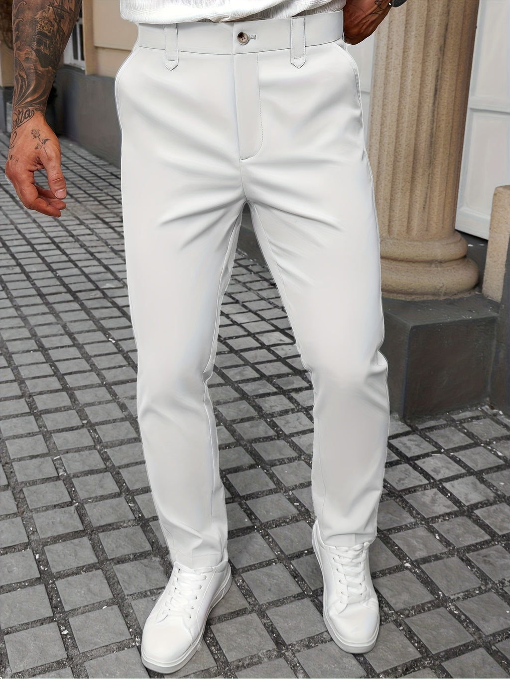 Tailored Stretch Cotton Trousers