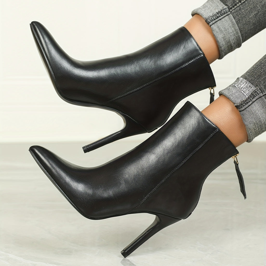 Sculpted Heeled Ankle Boots with Sleek Pointed Toe